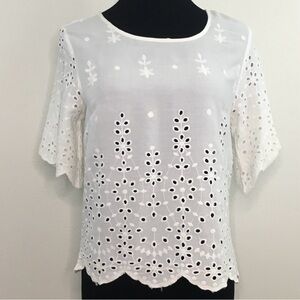 Japna | White Eyelet Lace Top